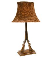 Double Double Barrel Shotgun Lamp Feather Print Shade