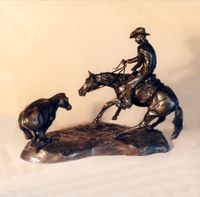 Bronze Cutting Horse Statue by Nancy Weimer Belden