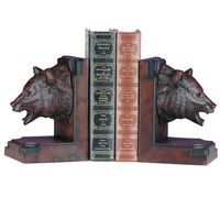 Detailed Bear Head Bookends in Burlwood