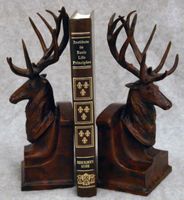 Burlwood Finish Deer Head Bookends