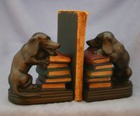 Chewing Dachsund Bookends
