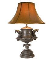 Pondering Fox Lamp With Feather Print Shade