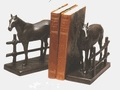 Burlwood Finish Horse and Fence Bookends