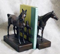 Bronze Finish Horse & Fence Bookends