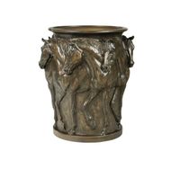 7 Prancing Horses Vase Vintage Gold