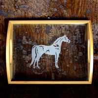 Glass Bottom Bamboo Tray 14.25"