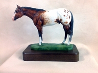 Full Body Medium Size "Appaloosa" Statue On Walnut