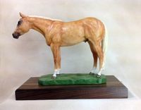 Full Body Large Size "Palamino" Statue On Walnut