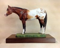Full Body Large Size "Appaloosa" Statue On Walnut