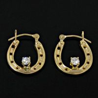 Horseshoe & Diamond Solitaire Earrings