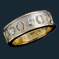 Mens Diamond Studded Horseshoe Ring