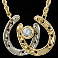 Two Tone Diamond Horse Shoe Pendant