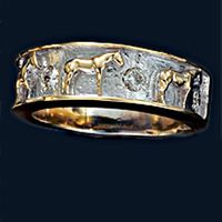 Mens Diamond Studded Quarter Horse Ring
