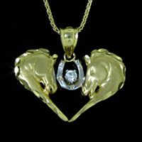 Horse Head Heart & Diamond Pendant