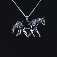 Running Mare & Foal Necklace with Box Chain