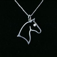 Outline HorseHead CZ Eye Necklace