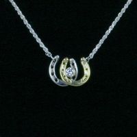 Overlapping Double Horseshoe & CZ Necklace