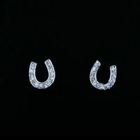 Large Horseshoe Stud Earrings with CZ