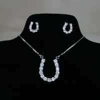 Cz Covered Necklace & Small Horseshoe Stud Earrings