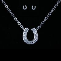 CZ Studded Horseshoe Necklace & Earring Set